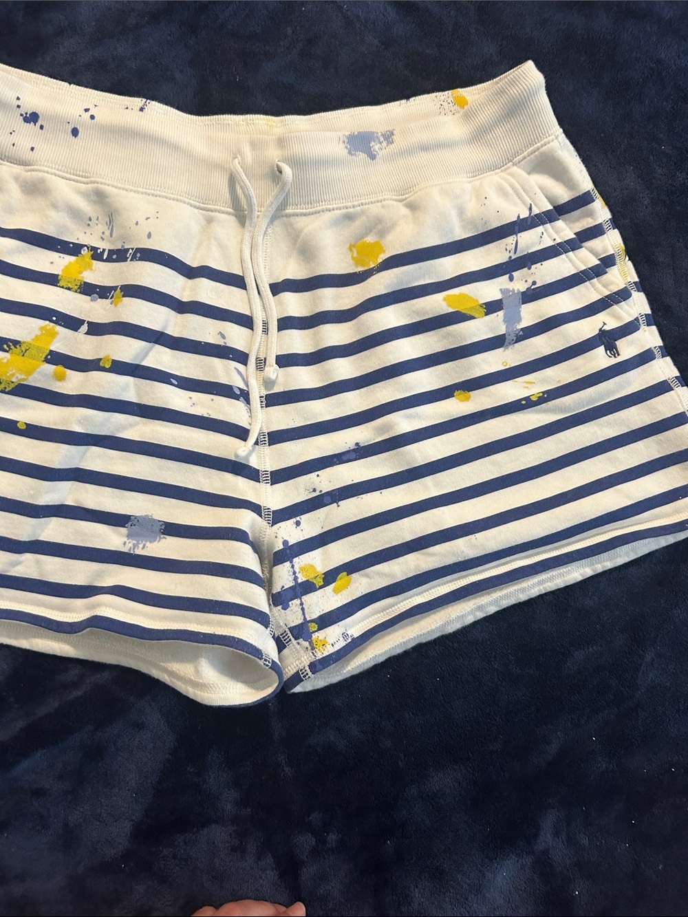 Polo by Ralph Lauren White Shorts with Navy Stripes